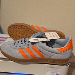 Adidas Gazelle Indoor Blue with Orange Stripes